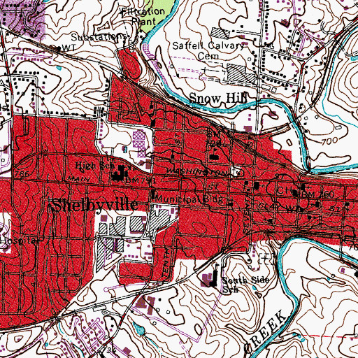 Topographic Map of Shelbyville, KY