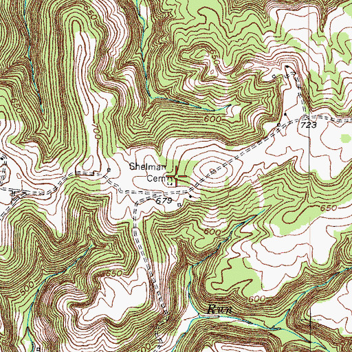 Topographic Map of Shelman Cemetery, KY