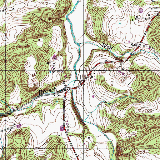 Topographic Map of Shelton Branch, KY