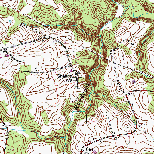 Topographic Map of Shelton Cemetery, KY