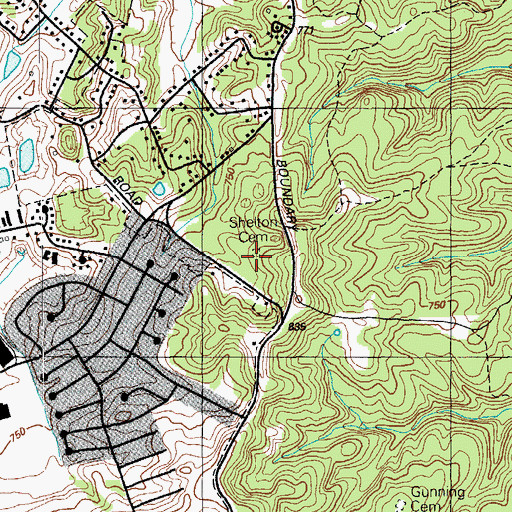 Topographic Map of Shelton Cemetery, KY