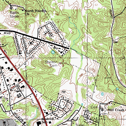 Topographic Map of Shelton Cemetery, KY