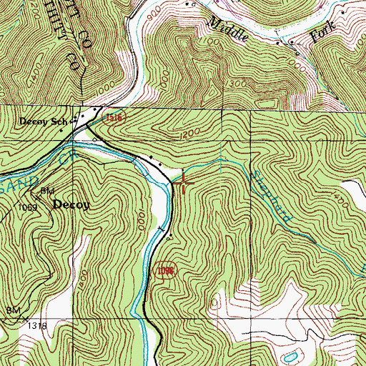 Topographic Map of Shephard Branch, KY