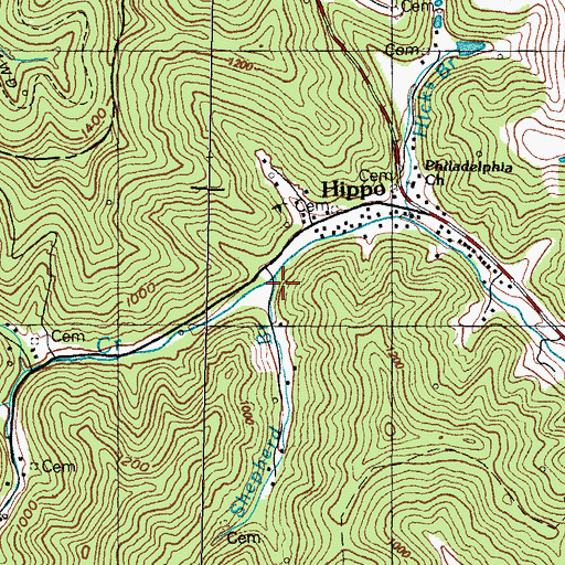 Topographic Map of Shepherd Branch, KY