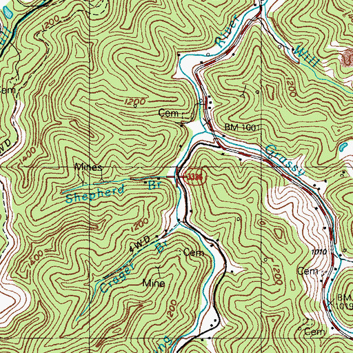 Topographic Map of Shepherd Branch, KY