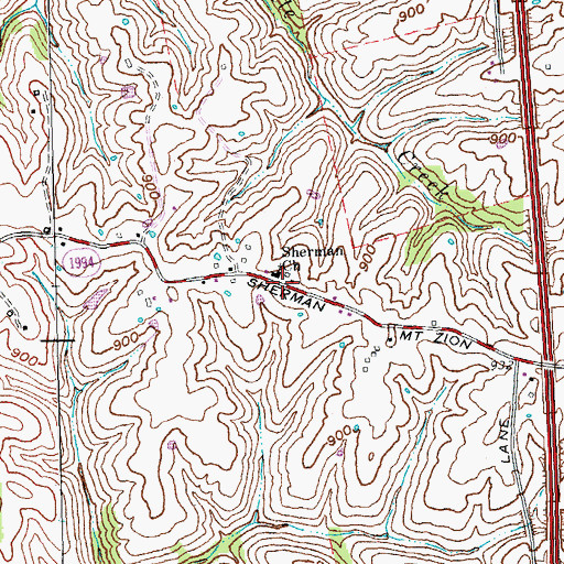 Topographic Map of Sherman Church, KY