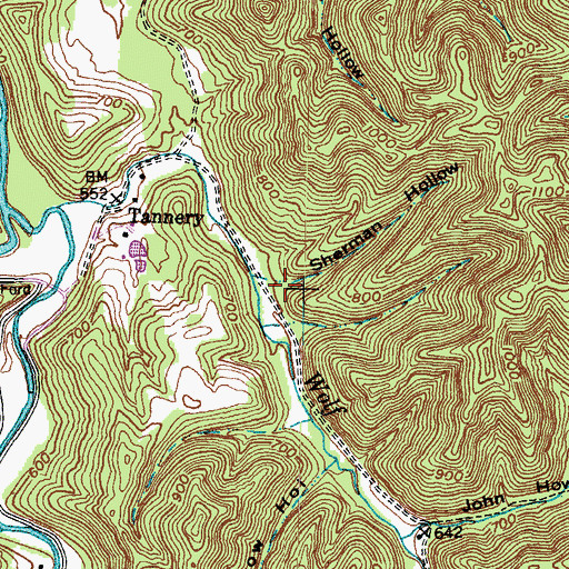 Topographic Map of Sherman Hollow, KY