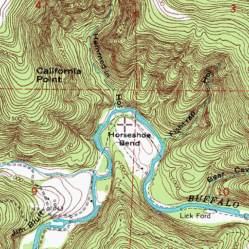 Topographic Map of Horseshoe Bend, AR