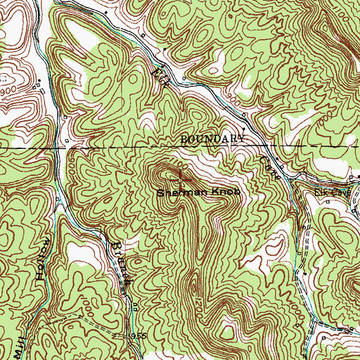Topographic Map of Sherman Knob, KY