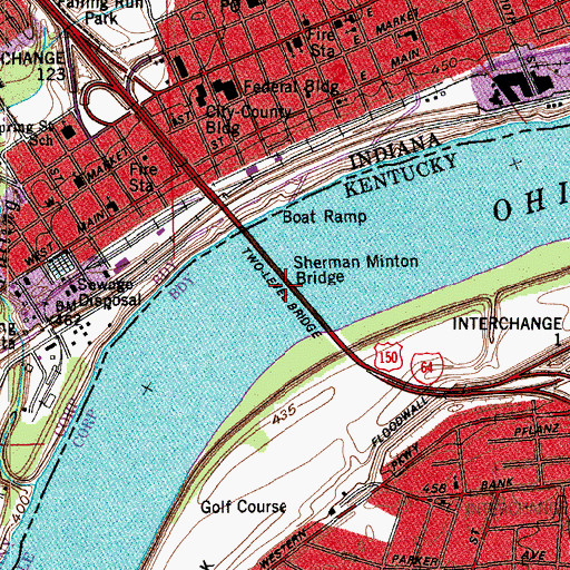 Topographic Map of Sherman Minton Bridge, KY