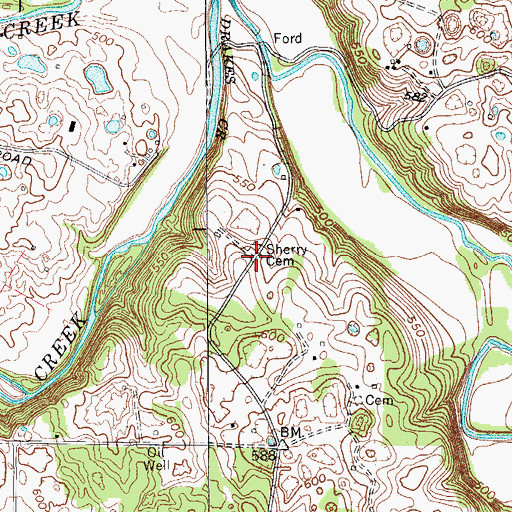 Topographic Map of Sherry Cemetery, KY