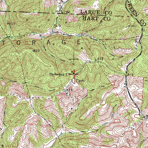 Topographic Map of Shiboley Church, KY