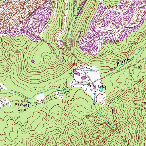 Topographic Map of Shillalah Creek, KY