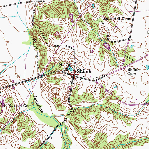 Topographic Map of Shiloh, KY
