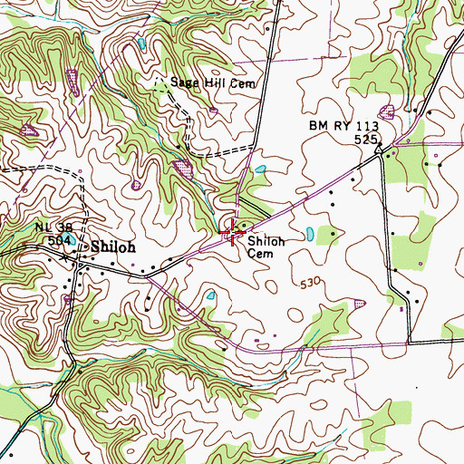 Topographic Map of Shiloh Cemetery, KY