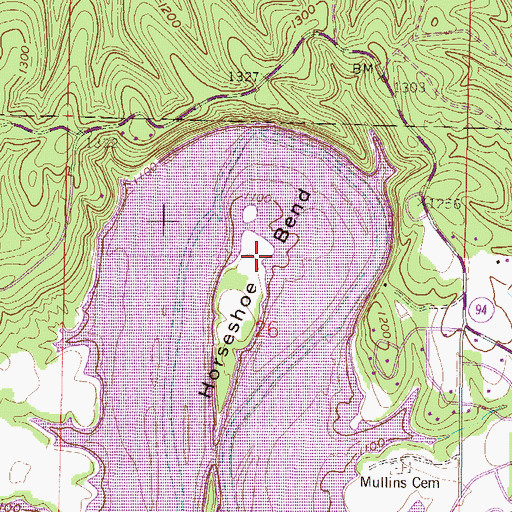 Topographic Map of Horseshoe Bend, AR