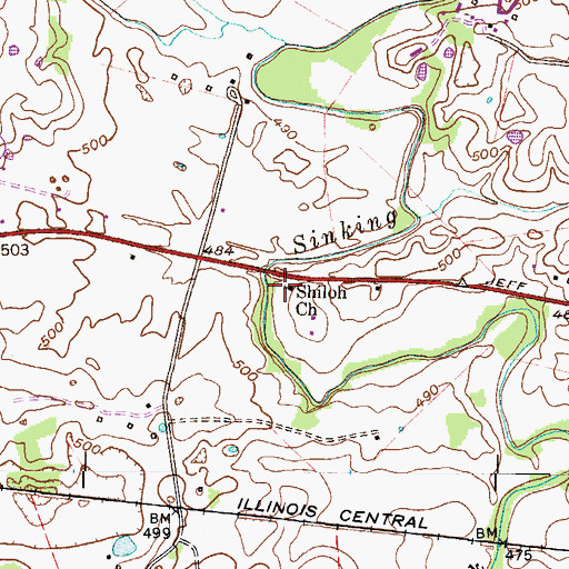 Topographic Map of Shiloh United Methodist Church, KY
