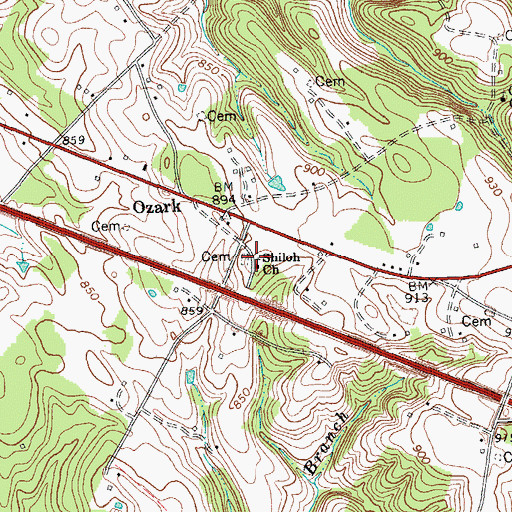 Topographic Map of Shiloh Church, KY