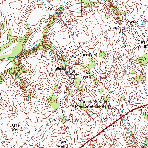 Topographic Map of Shiloh Church, KY