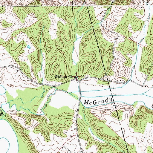 Topographic Map of Shiloh Church, KY
