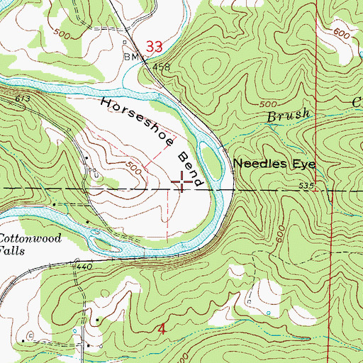 Topographic Map of Horseshoe Bend, AR