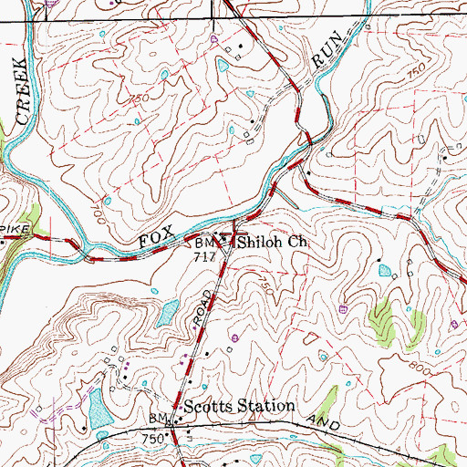 Topographic Map of Shiloh Church, KY