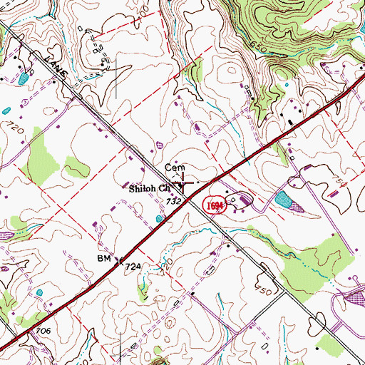 Topographic Map of Shiloh Methodist Church, KY