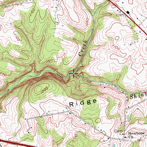 Topographic Map of Shinbone Branch, KY