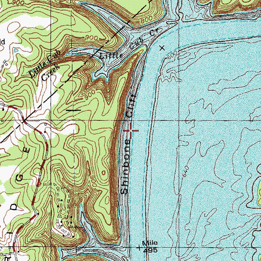 Topographic Map of Shinbone Cliff, KY