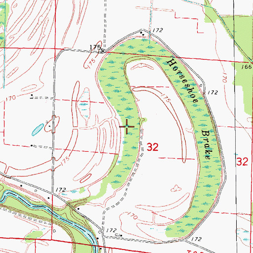 Topographic Map of Horseshoe Brake, AR