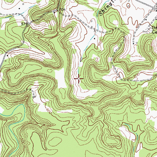 Topographic Map of Shingle Machine Branch, KY