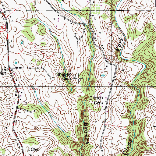 Topographic Map of Shipley Cemetery, KY