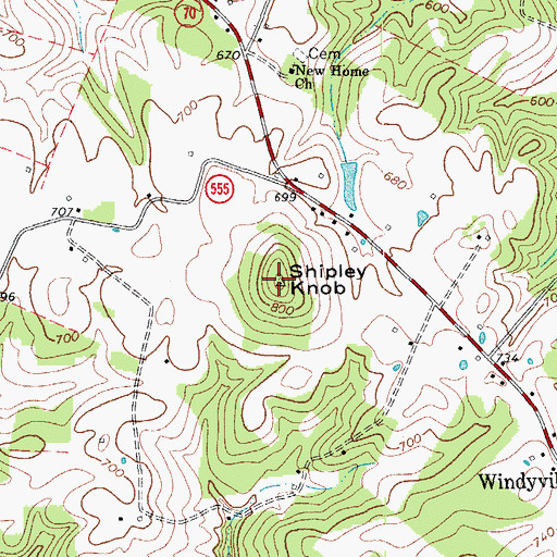 Topographic Map of Shipley Knob, KY