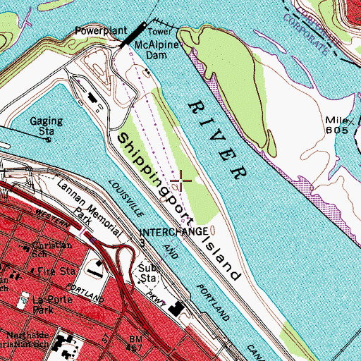 Topographic Map of Shippingport Island, KY