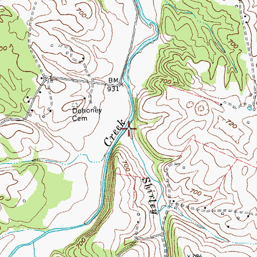Topographic Map of Shirley Branch, KY