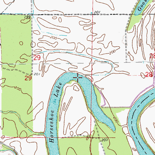 Topographic Map of Horseshoe Lake, AR