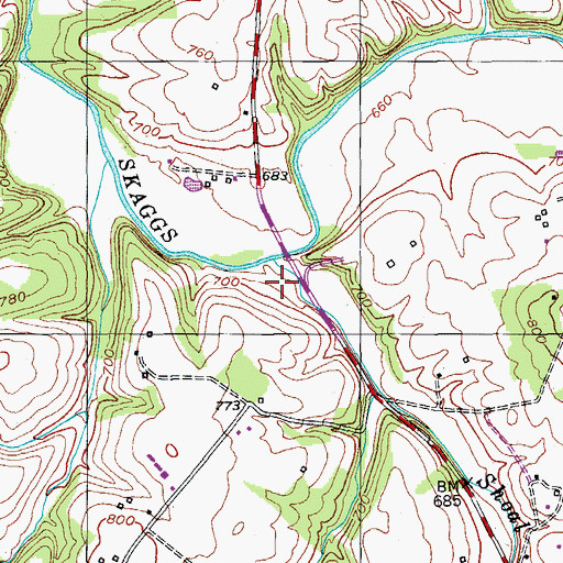 Topographic Map of Shoal Creek, KY