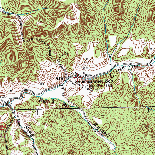 Topographic Map of Shoehammer School, KY