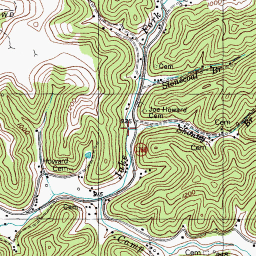 Topographic Map of Shonny Branch, KY
