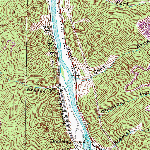 Topographic Map of Shop Branch, KY