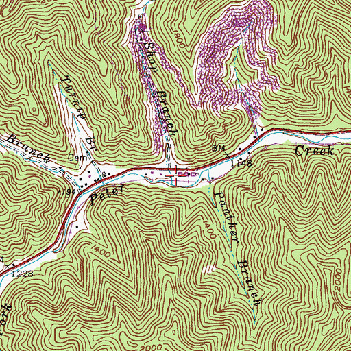 Topographic Map of Shop Branch, KY
