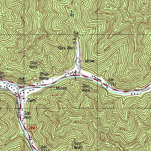 Topographic Map of Shop Branch, KY