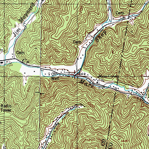 Topographic Map of Shop Branch, KY