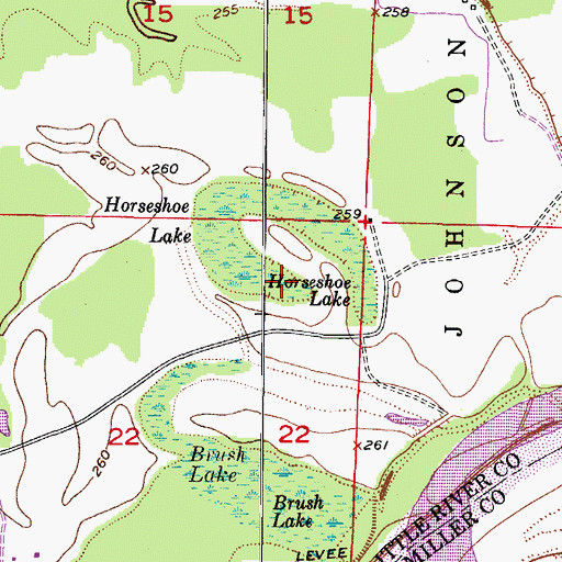 Topographic Map of Horseshoe Lake, AR