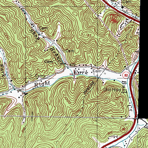 Topographic Map of Shop Branch, KY
