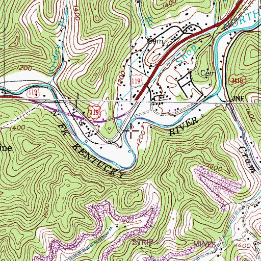 Topographic Map of Shop Branch, KY