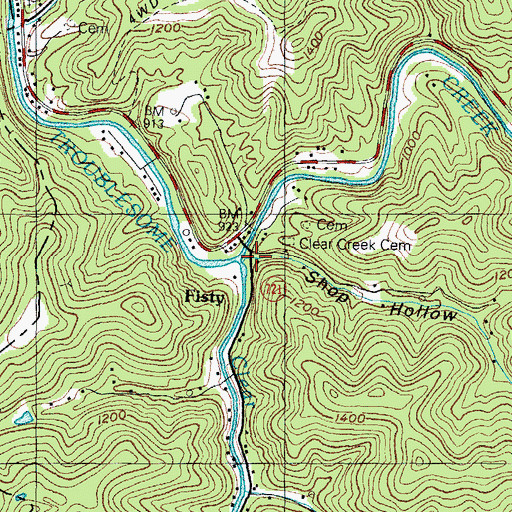Topographic Map of Shop Hollow, KY