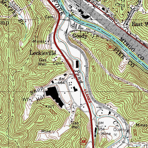 Topographic Map of Shop Hollow, KY