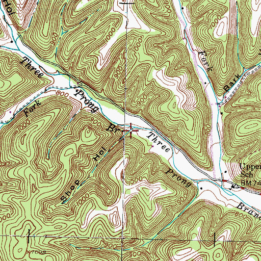 Topographic Map of Shop Hollow, KY