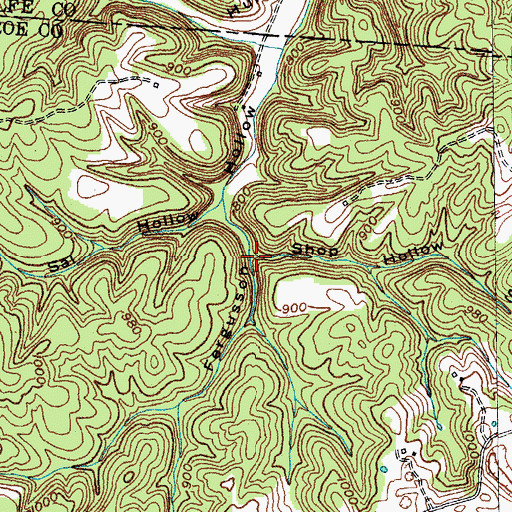 Topographic Map of Shop Hollow, KY
